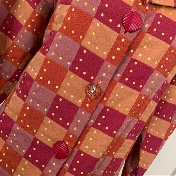 Taylor G Long Coat Jacket Orange Brown Pink Yellow - Picture 5 of 14